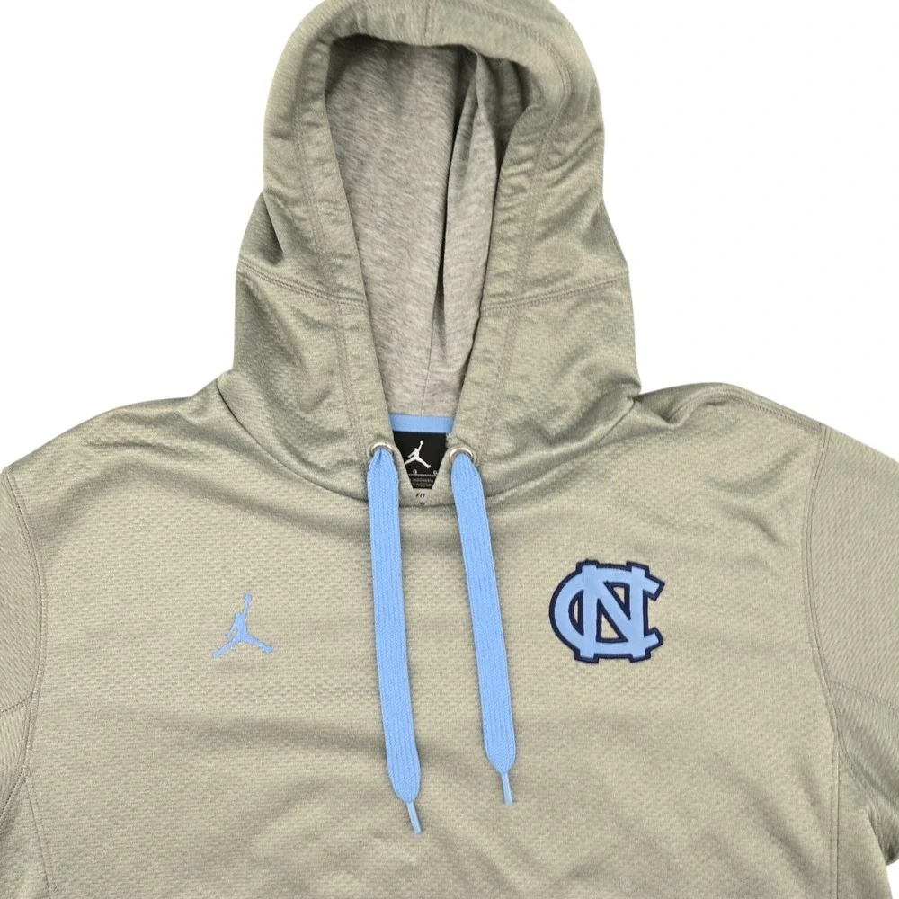 Jordan UNC Tar Heels Elite Dri Fit Hoodie Grey Back Graphic Team Issued Mens L